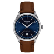 Tissot T1398071604100 Chemin Des Tourelles Powermatic 80 Blue Dial Brown Leather Strap Men's Watch - mzwatcheslk srilanka